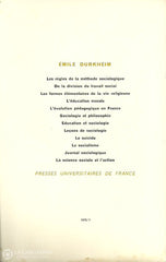 Durkheim Emile. Règles De La Méthode Sociologique (Les) Livre