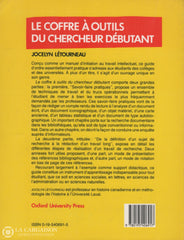 Letourneau Jocelyn. Coffre À Outils Du Chercheur Débutant (Le): Guide D’initiation Au Travail